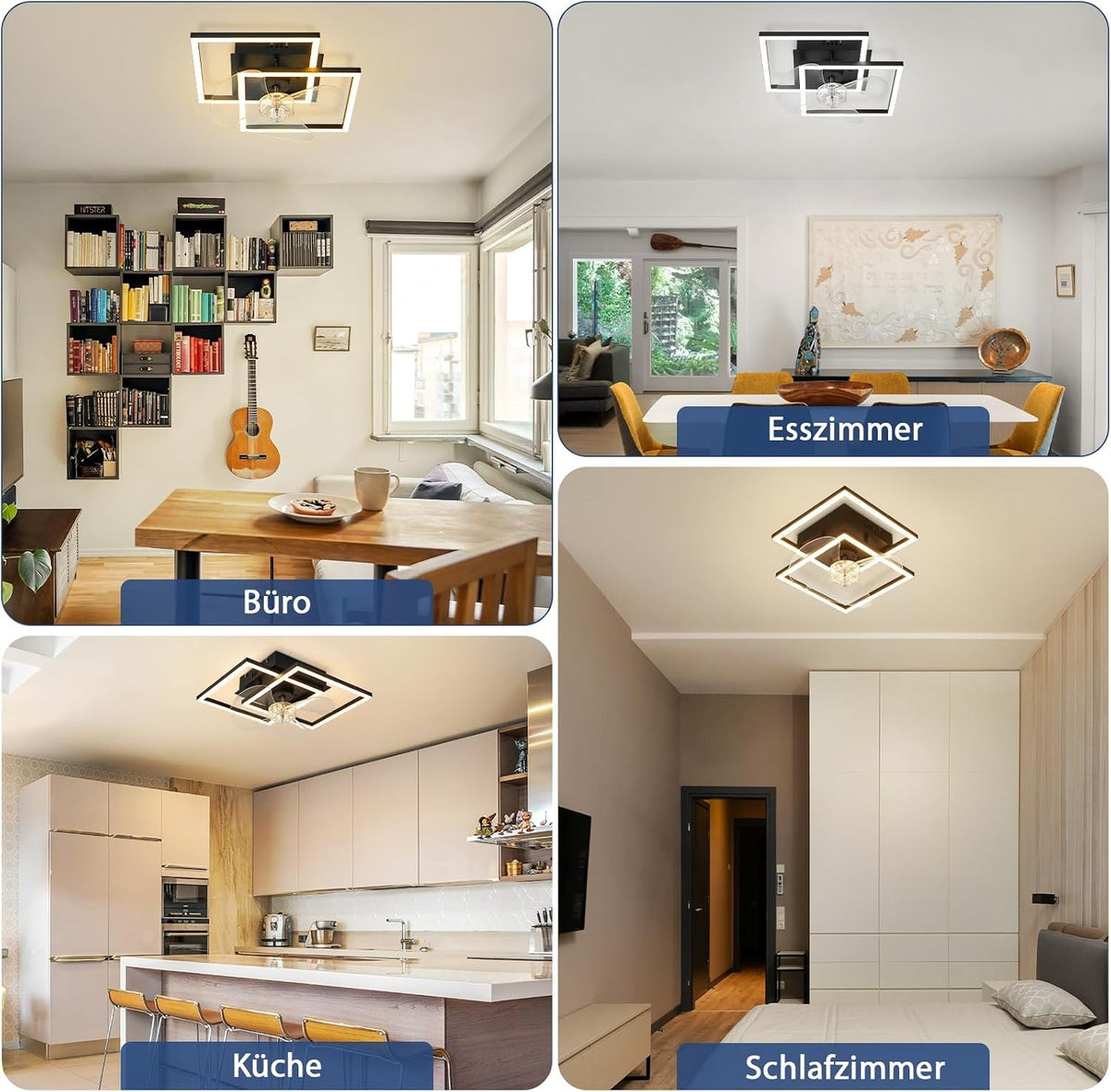 ZMH LED Deckenventilator Mit Beleuchtung 3000-6500K Dimmbar Schwarz