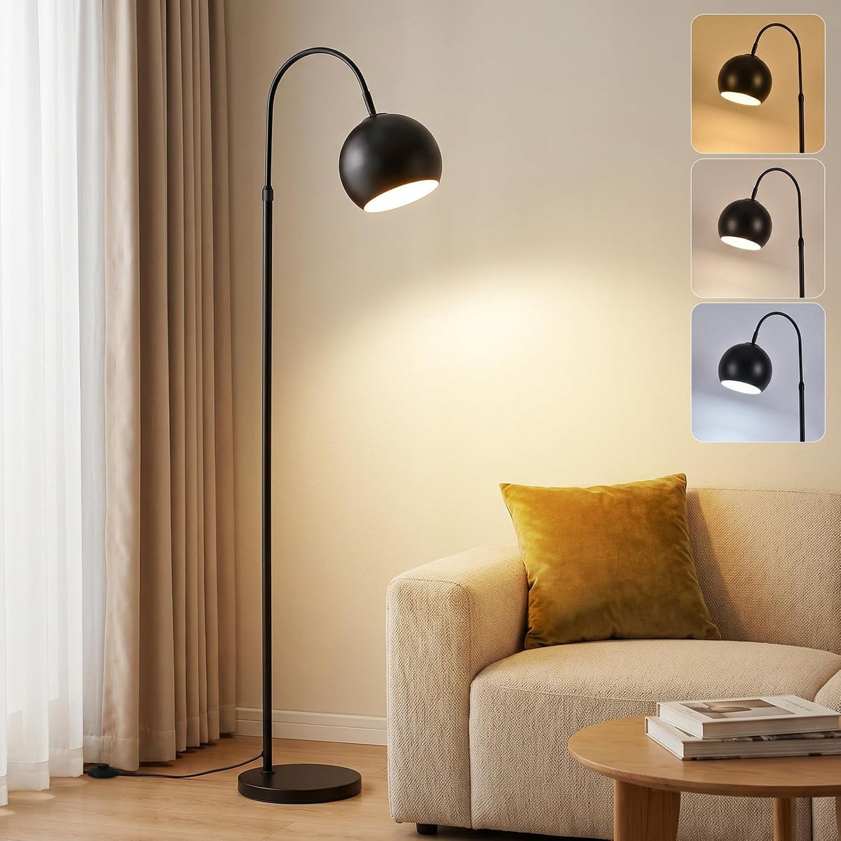 ZMH Stehlampe Wohnzimmer Bogenlampe E27 Fussschalter