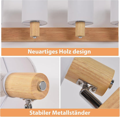 ZMH Deckenstrahler 4-1 Flammig Deckenlampe Wohnzimmer Holz E14