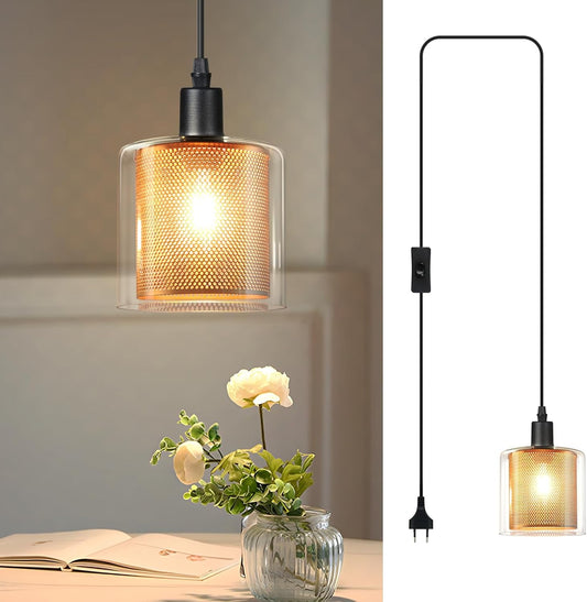 ZMH Hängelampe Vintage Pendelleuchte 1 Flammig Glas Gold Hängeleuchte mit