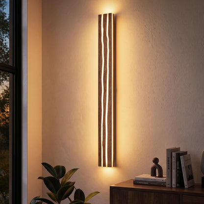 ZMH Wandleuchte innen Holz 50cm Wandlampe LED Wohnzimmer modern Warmweiß 8W