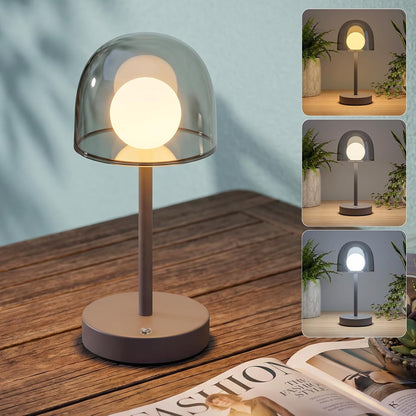 ZMH LED Tischlampe kabellos dimmbar Touch Akku Sandgrau