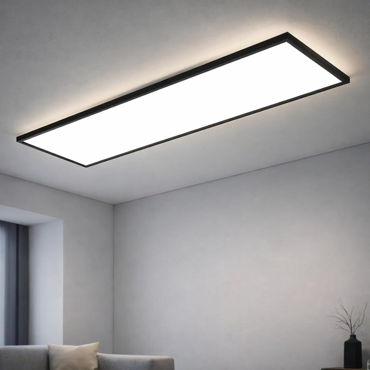 ZMH LED Deckenleuchte 100x25cm-120x30cm Deckenlampe Panel Stufenlos Dimmbar Weiß