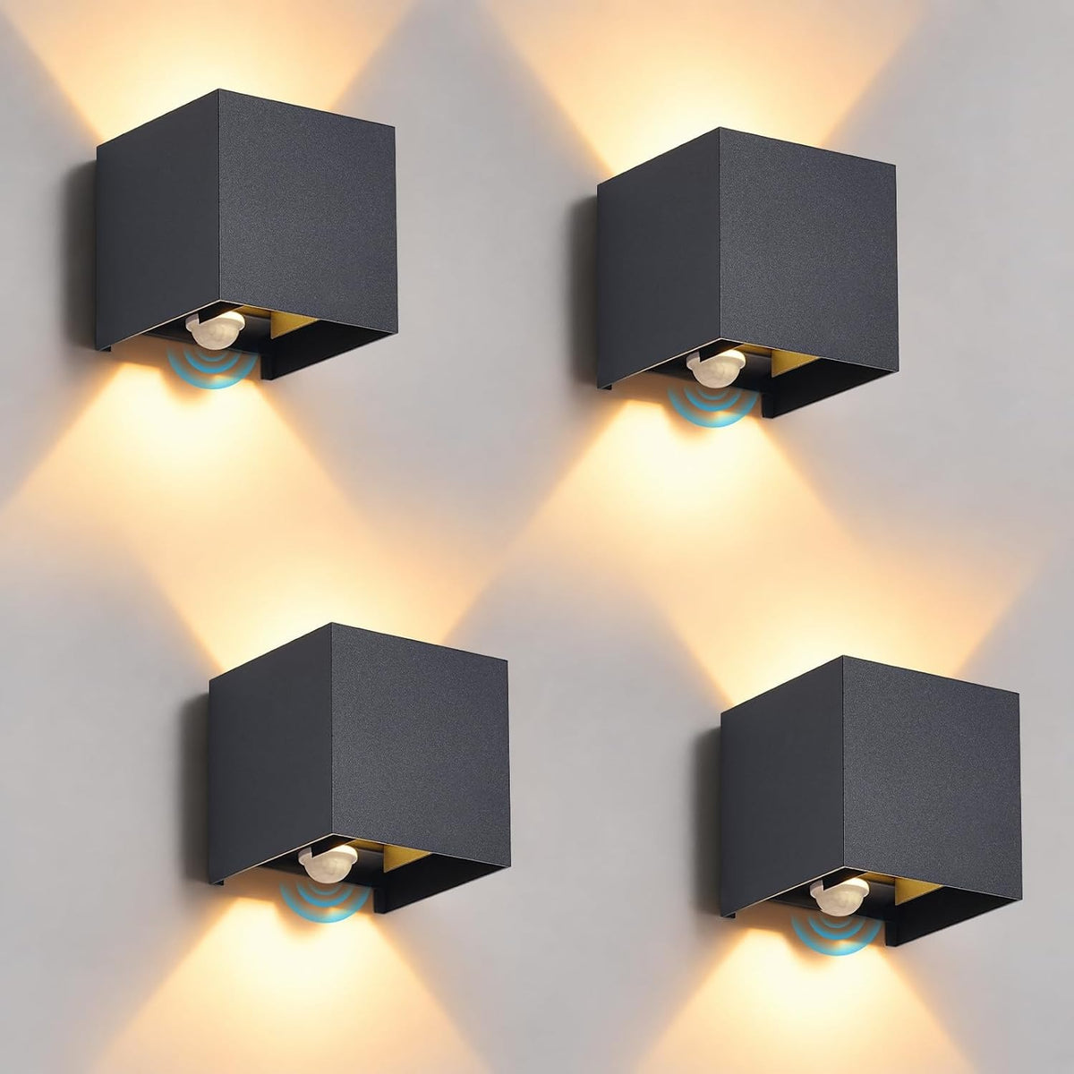 ZMH Außenwandleuchte mit Bewegungsmelder 4 Stück LED Aussenlampe 3000K