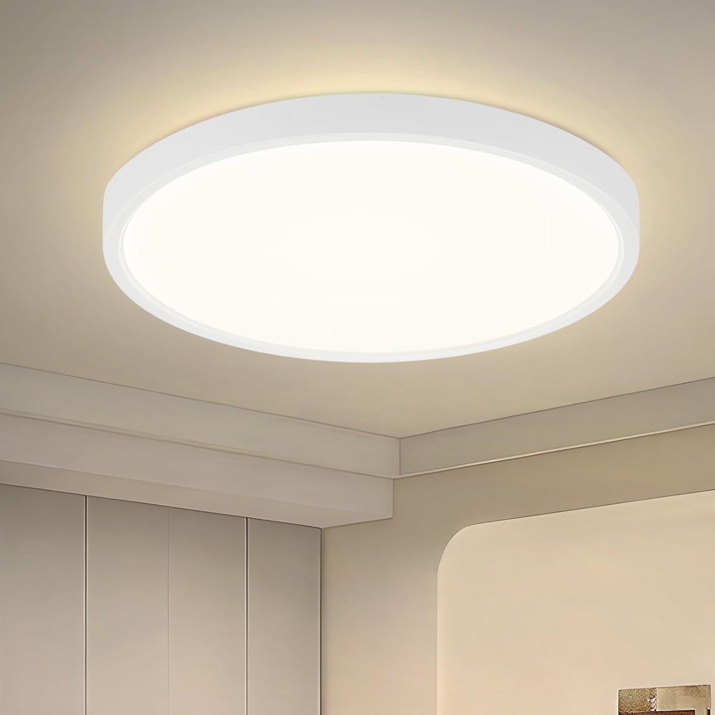 Deckenlampe LED Deckenleuchte Flach - Rund Badezimmerlampe 18CM IP44 Wasserdicht Badlampe Küchenlampe Decke Weiß Flurlampe 15W Augenschutz 3000K Warmweiß Schlafzimmerlampe