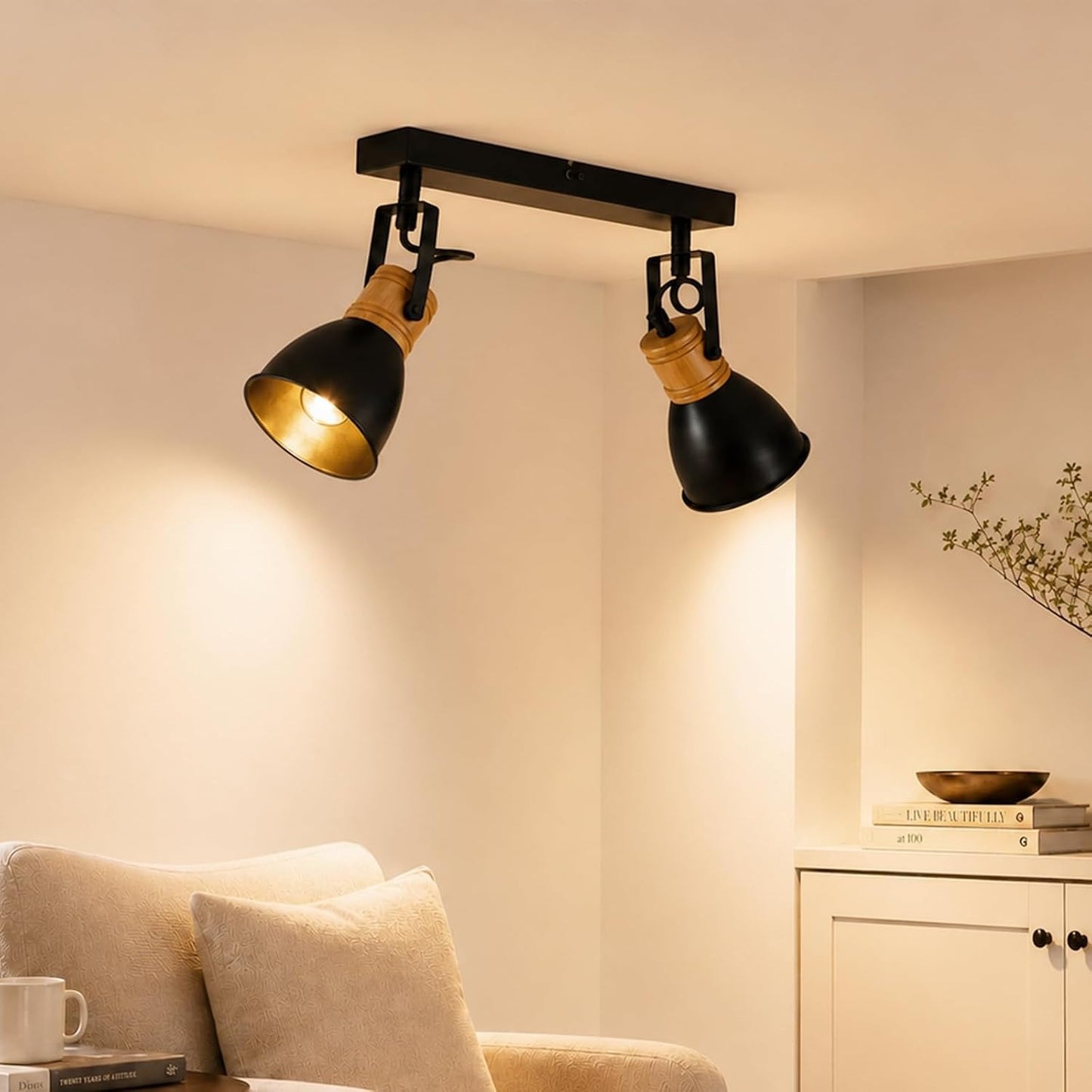 ZMH Deckenstrahler 1-4 Flammig Schwarz Deckenlampe Vintage Wohnzimmerlampe