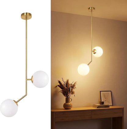 ZMH Pendelleuchte Opal Glas Esstisch Gold Schlafzimmer Modern Hängelampe
