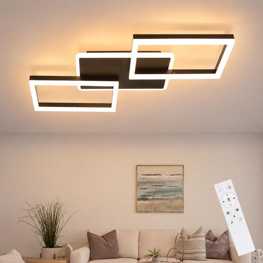 ZMH Deckenlampe LED Deckenleuchte Wohnzimmer 80CM Wohnzimmerlampe Schwarz