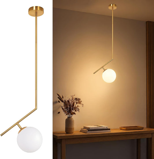 ZMH Pendelleuchte Opal Glas Esstisch Gold Schlafzimmer Modern Hängelampe