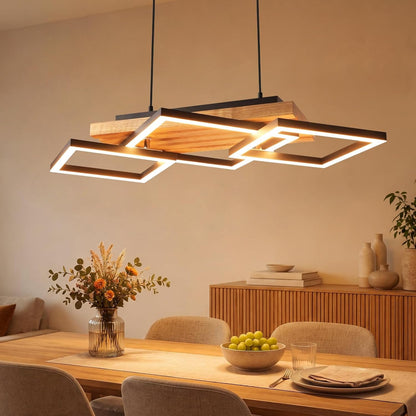 ZMH Pendelleuchte Esstisch Hängelampe Holz Esszimmerlampe Moderne Dimmbar