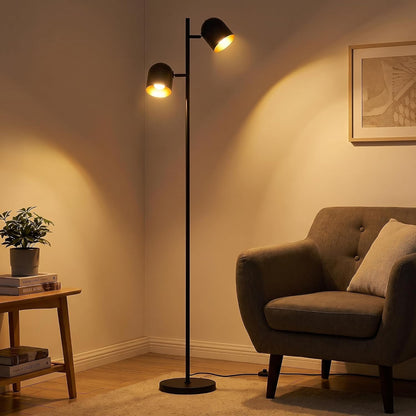 ZMH Stehlampe Wohnzimmer Standleuchte Schwarz Stehleuchte Vintage e14
