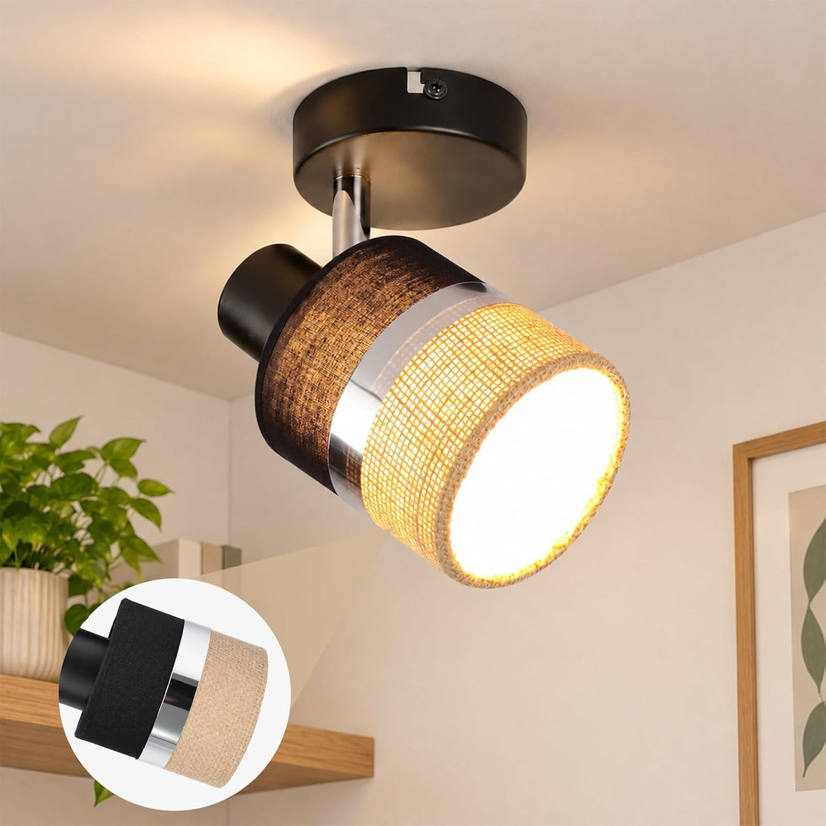 ZMH LED Deckenstrahler Deckenlampe Schwarz 4-1 Flammig Deckenleuchte