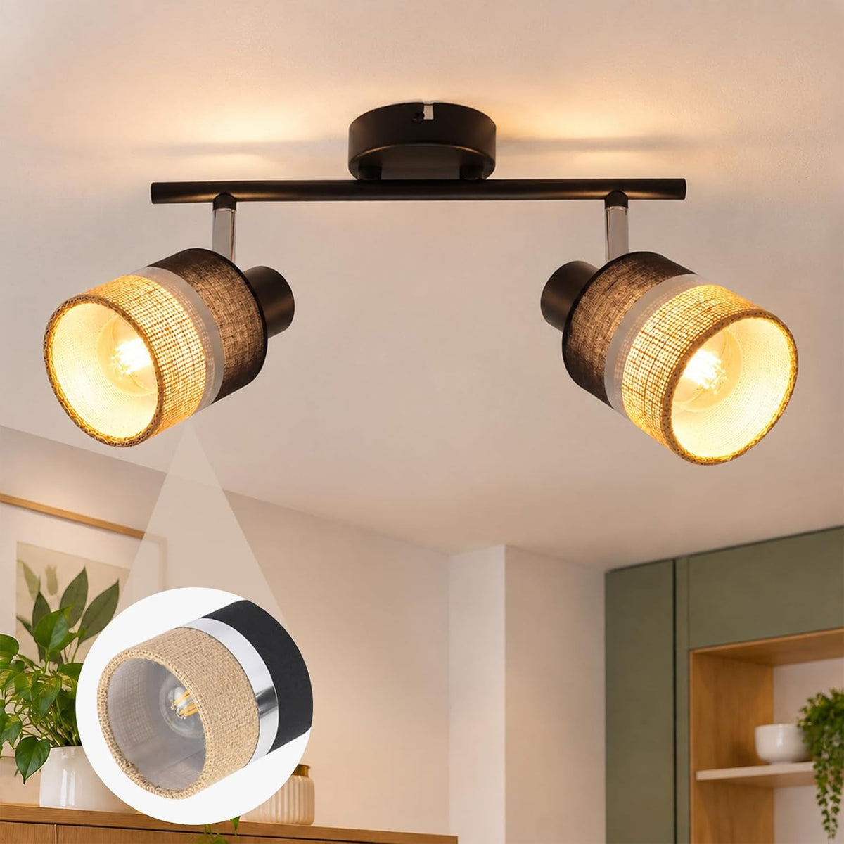 ZMH LED Deckenstrahler Deckenlampe Schwarz 4-1 Flammig Deckenleuchte