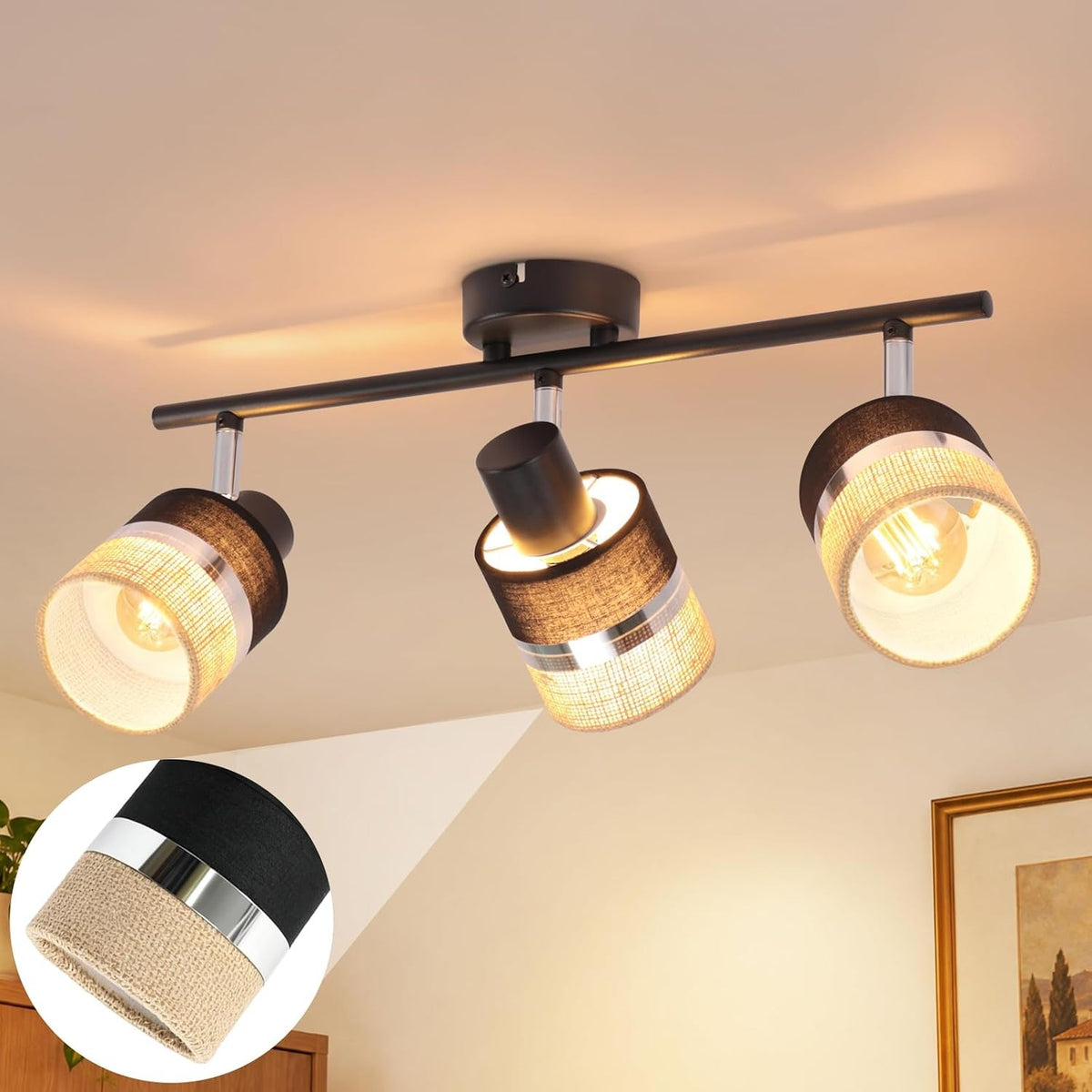 ZMH LED Deckenstrahler Deckenlampe Schwarz 4-1 Flammig Deckenleuchte