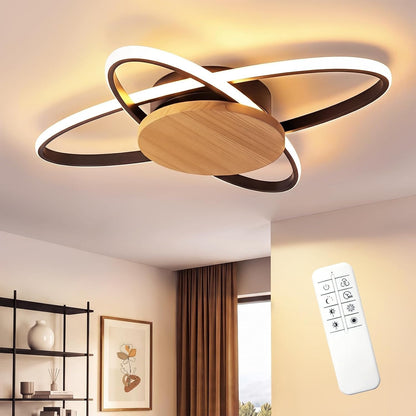ZMH Deckenlampe LED Holz Deckenleuchte Wohnzimmer 37W Schwarz Küchenlampe