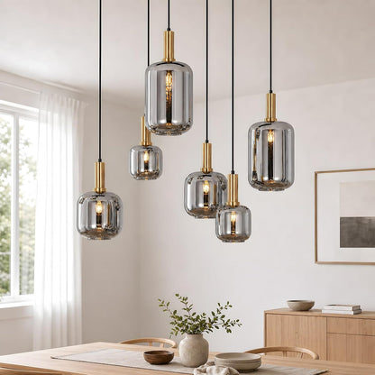 ZMH Pendelleuchte Esstisch Hängelampe Wohnzimmer 6 Flammig E27 Vintage