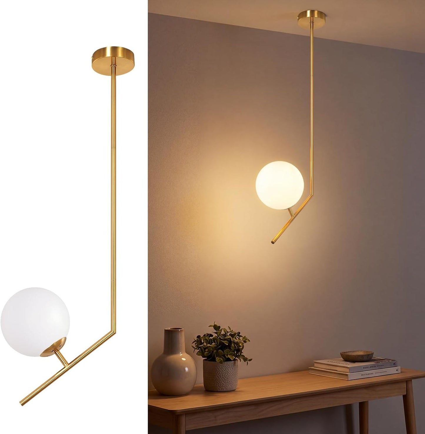 ZMH Gold Pendelleuchte Esstisch 1 Flammig Modern Hängelampe Schlafzimmer