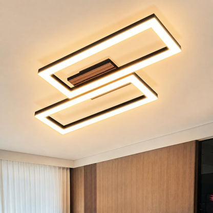 ZMH LED Deckenleuchte Schlafzimmer Deckenlampe 49CM Schwarz in Holzoptik