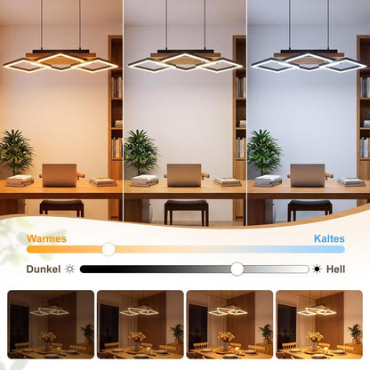 ZMH Pendelleuchte Esstisch Hängelampe Holz Esszimmerlampe Moderne Dimmbar