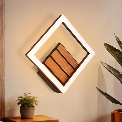 ZMH LED Wandleuchte Innen 17CM Wandlampe in Holzoptik Modern Flurlampe