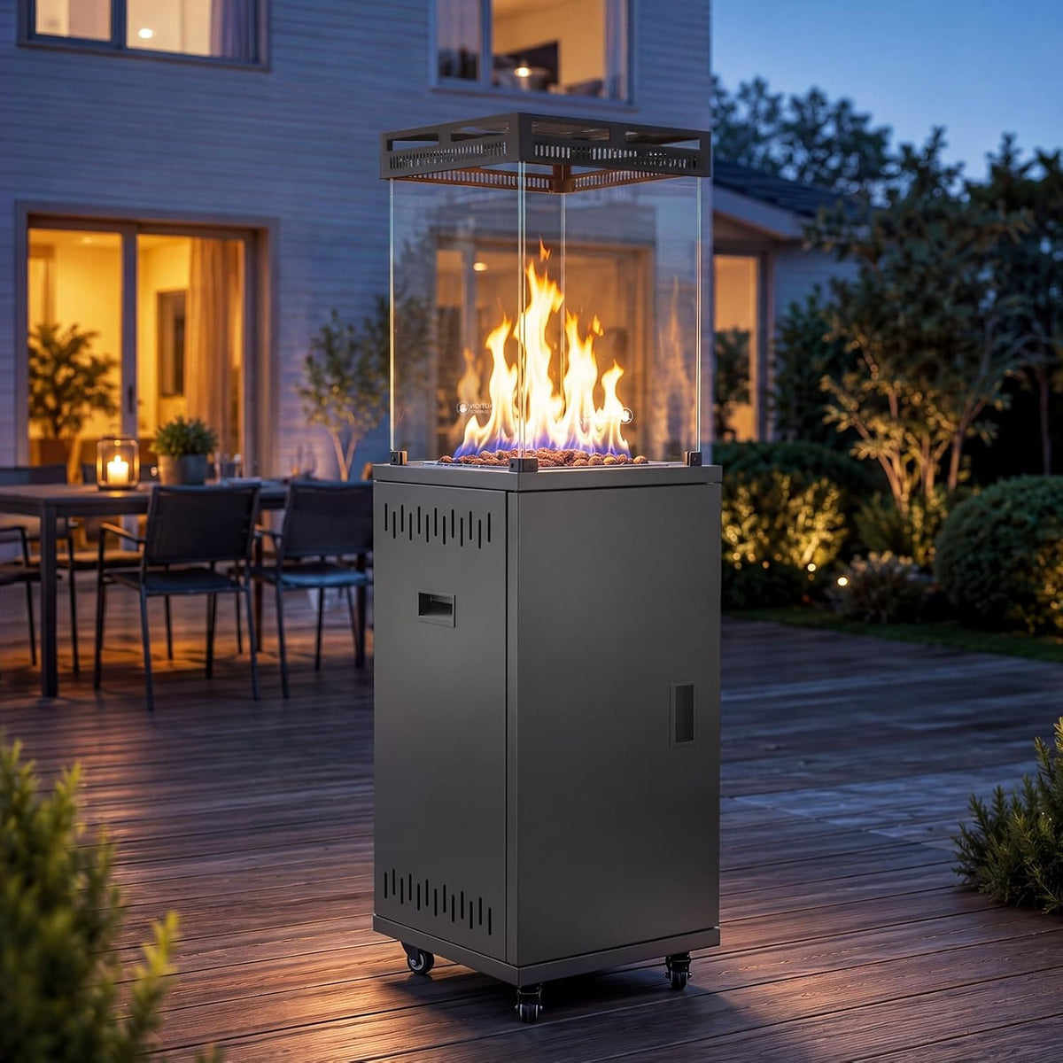 ZMH Heizstrahler Terrasse Gas 13kW Terrassenheizer Mit 360° Lenkrollen