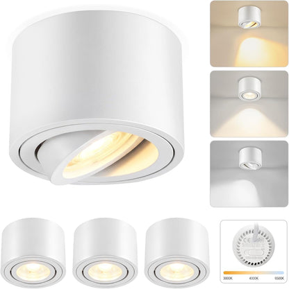 ZMH 4 Stück LED Aufbauspot Schwarz/Weiß Spots Deckenleuchte Dimmbar Ø80x50mm