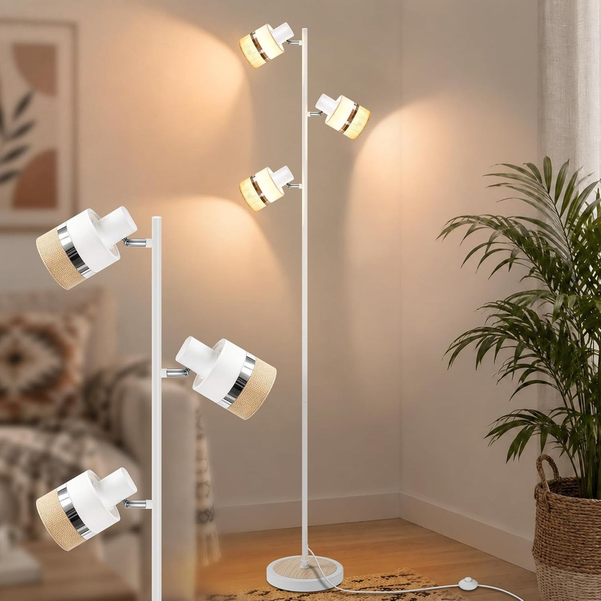 ZMH Stehlampe Wohnzimmer Stehleuchte Schwarz Vintage 3 Flammig E14