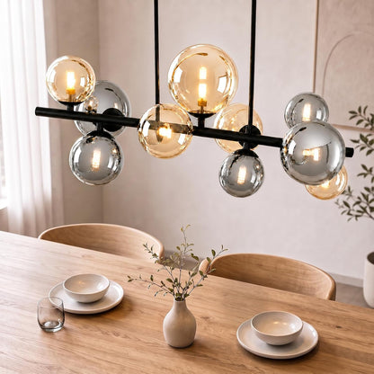 ZMH Pendelleuchte Esstisch Hängelampe Glas Esszimmerlampe 10 Flammig