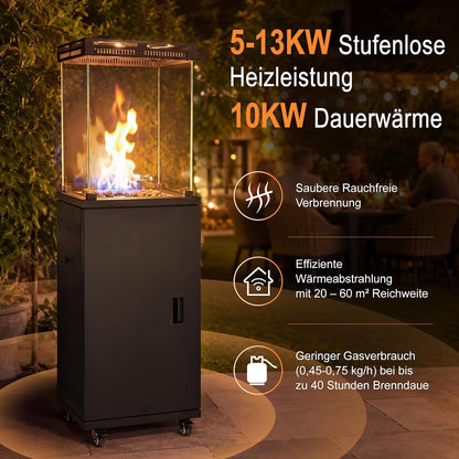 ZMH Heizstrahler Terrasse Gas 13kW Terrassenheizer Mit 360° Lenkrollen