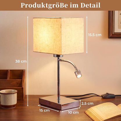 ZMH Schreibtischlampen mit Kabel E27 Tischlampe mit LED Leselampe