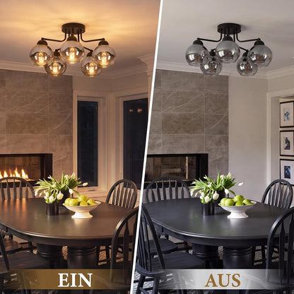 ZMH Deckenlampe Wohnzimmer Glas Deckenleuchte Schlafzimmer Vintage