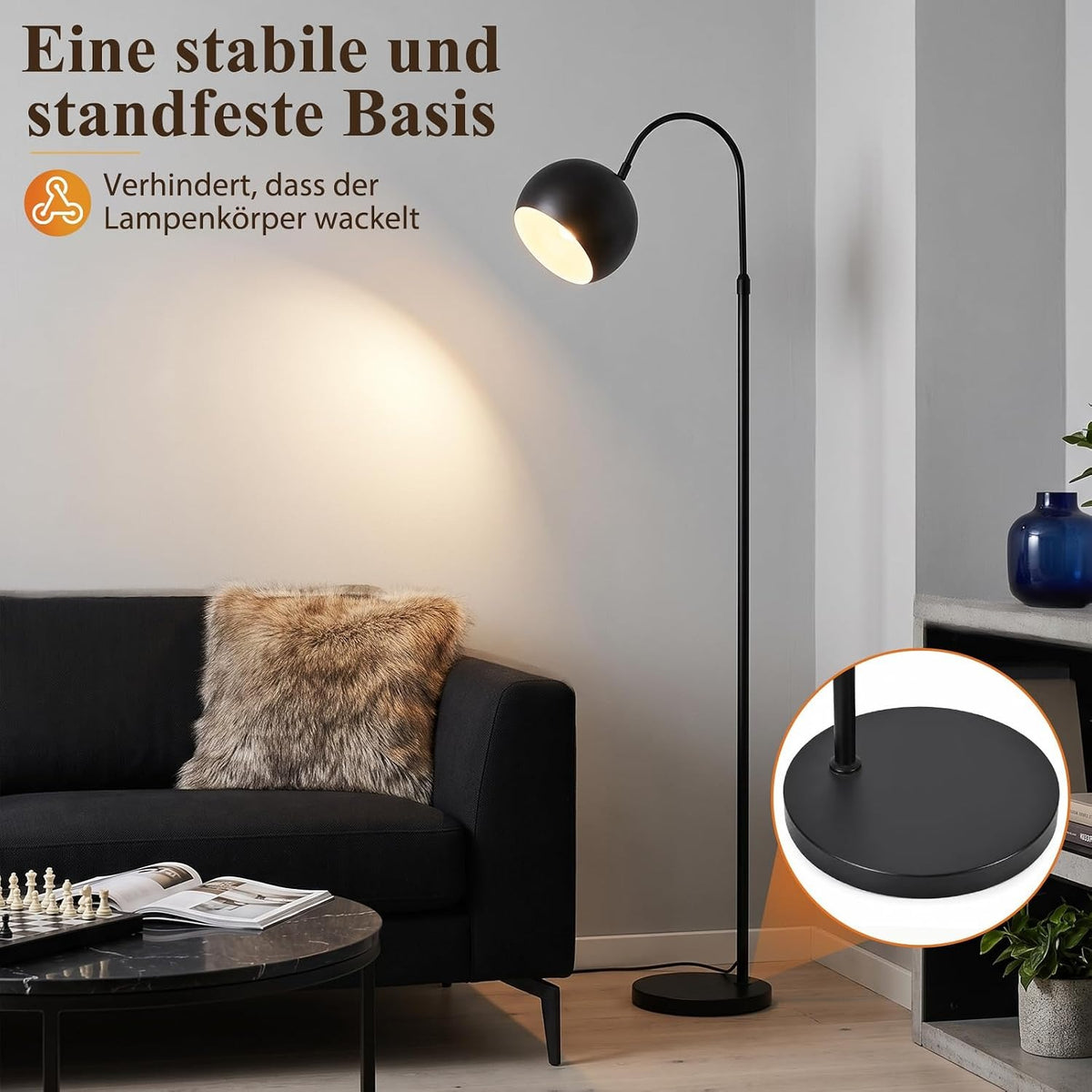 ZMH Stehlampe Wohnzimmer Bogenlampe E27 Fussschalter