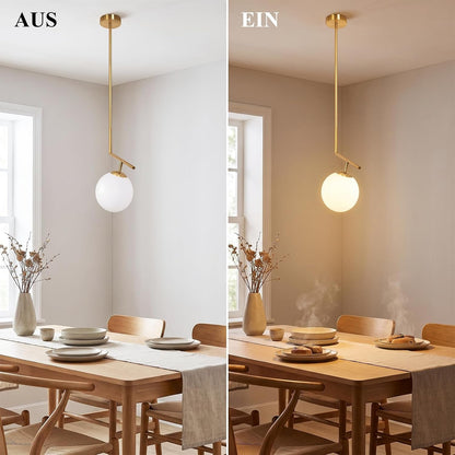 ZMH Pendelleuchte Opal Glas Esstisch Gold Schlafzimmer Modern Hängelampe