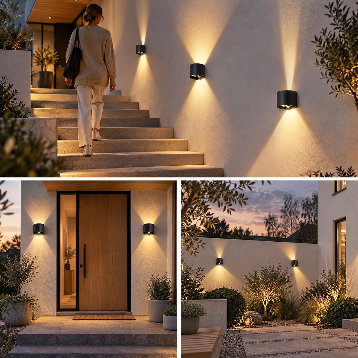 ZMH LED Aussenlampe mit Bewegungsmelder 4 Stück Außenwandleuchte 3000K