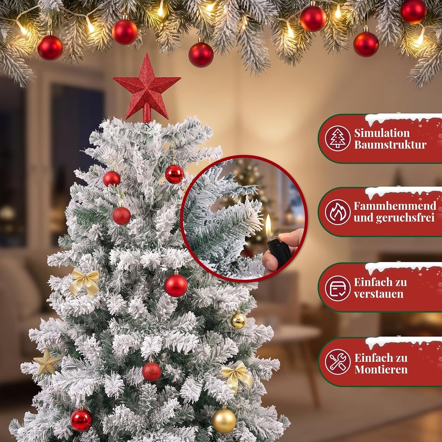 ZMH Künstlicher Weihnachtsbaum 210cm, Tannenbaum Künstlich PVC Christmas Tree