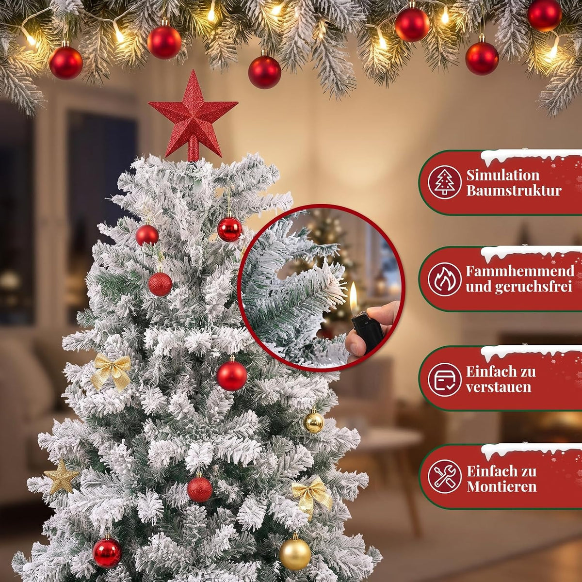 ZMH Künstlicher Weihnachtsbaum 210cm, Tannenbaum Künstlich PVC Christmas Tree