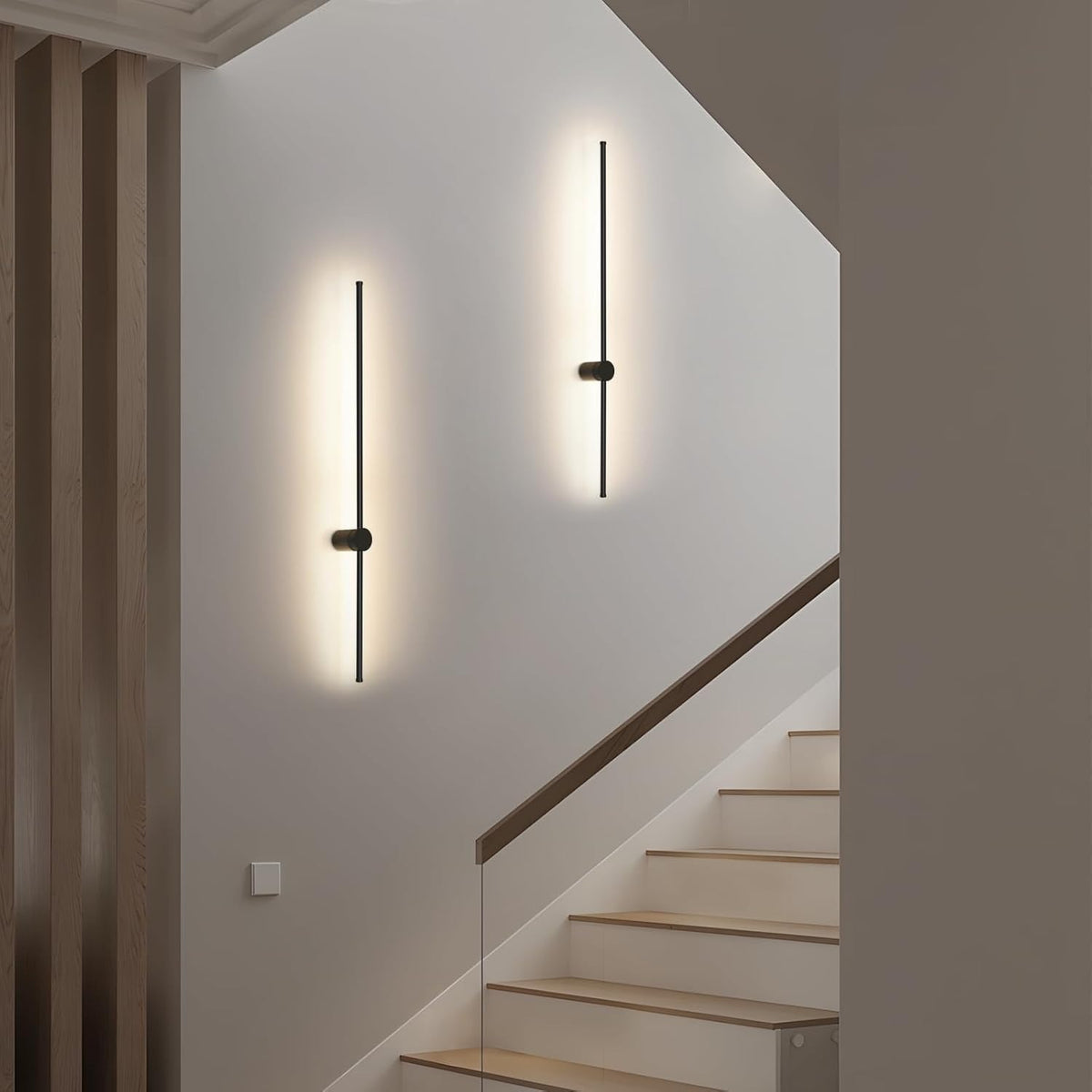 ZMH 2ER LED Wandleuchte Innen Wandlampe - Wohnzimmerlampe Schwarz Modern Design Lang 100CM Küchelampe 3000K Warmweiß Up Down Indirekt Schwenkbar Flurlampe für Schlafzimmer Wohnzimmer Flur Bett