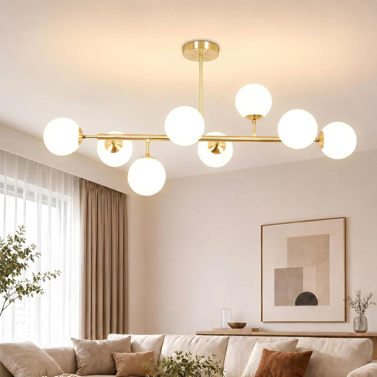 ZMH Deckenlampe 8 Flammig Wohnzimmer Deckenleuchte Schlafzimmer Modern G9