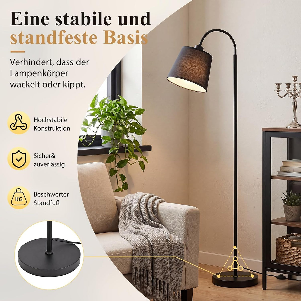 Stehlampe Wohnzimmer Bogenlampe 160 cm Stehleuchte 360° drehbarem