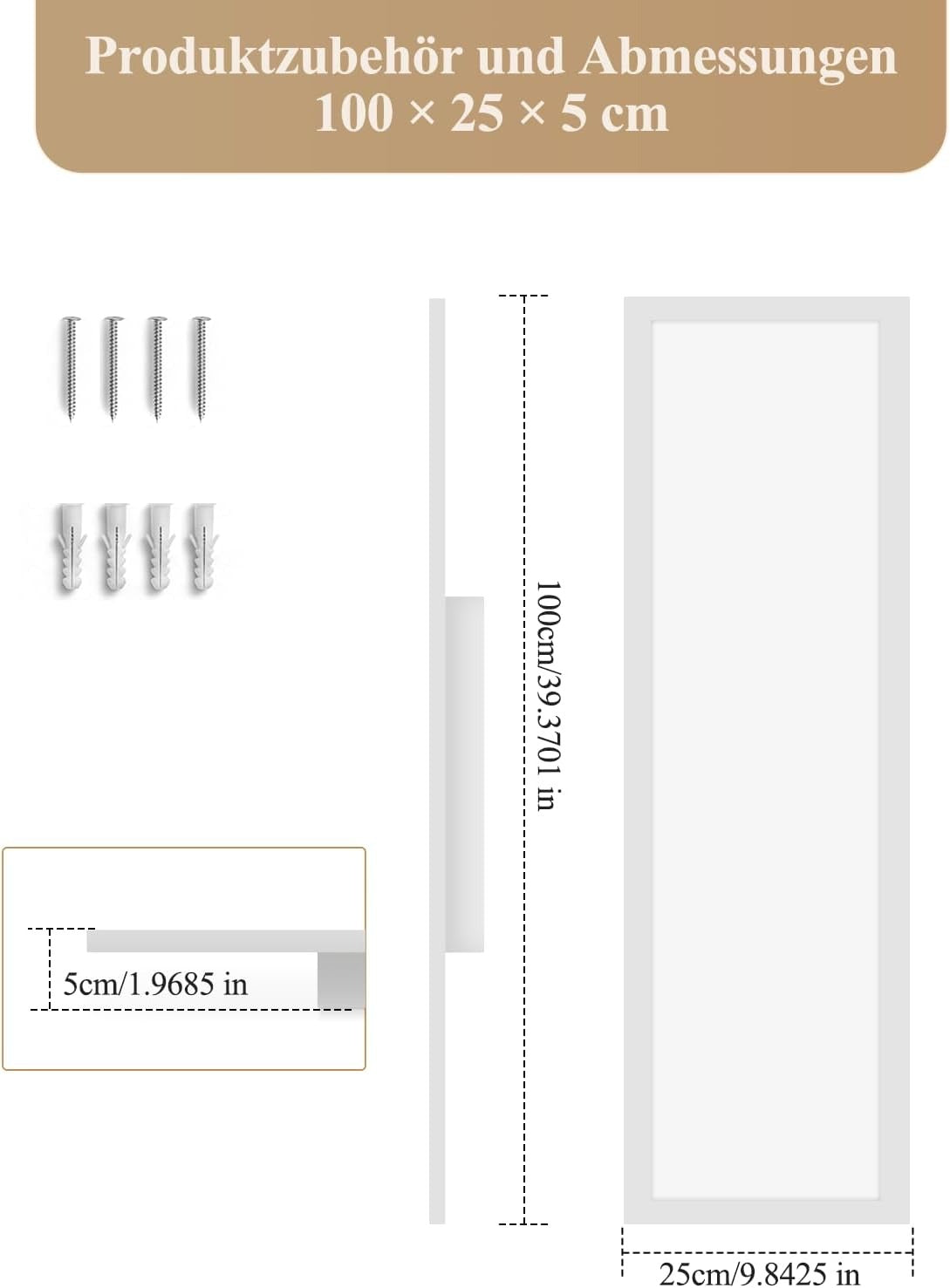 ZMH  LED Deckenleuchte 100x25cm-120x30cm Deckenlampe Panel Stufenlos Dimmbar Weiß
