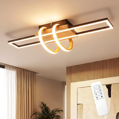 ZMH Deckenlampe LED Deckenleuchte Schlafzimmer Holz Schwarz Wohnzimmerlampe