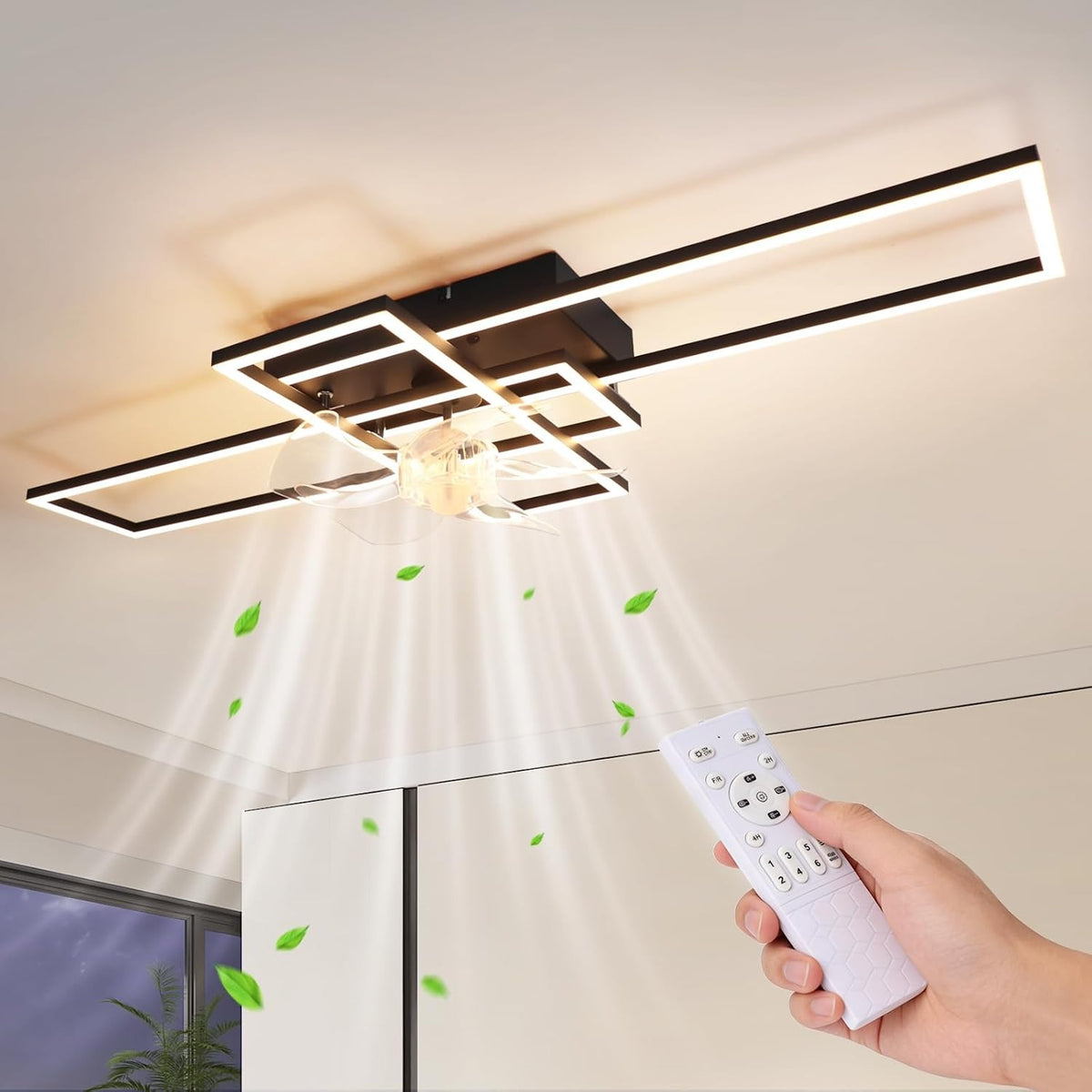 ZMH Deckenventilator mit Beleuchtung Deckenleuchte LED Deckenlampe