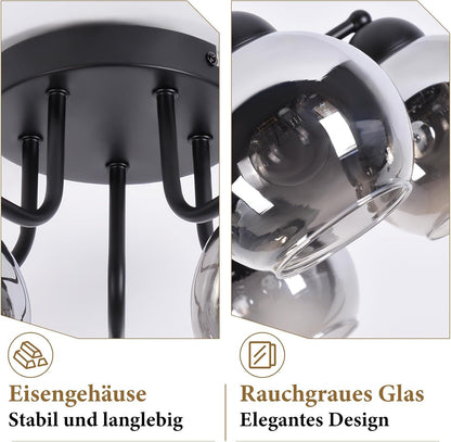 ZMH Deckenlampe Wohnzimmer Glas Deckenleuchte Schlafzimmer Vintage