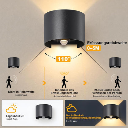 ZMH LED Aussenlampe mit Bewegungsmelder 4 Stück Außenwandleuchte 3000K