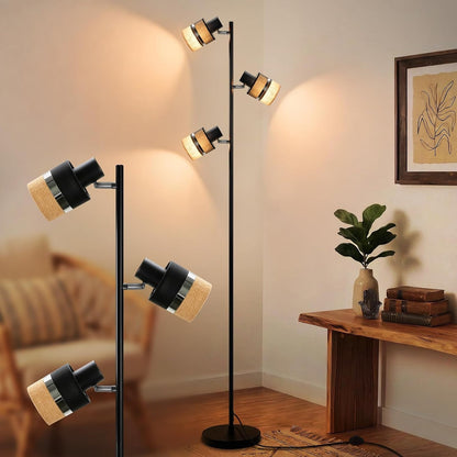 ZMH Stehlampe Wohnzimmer Stehleuchte Schwarz Vintage 3 Flammig E14
