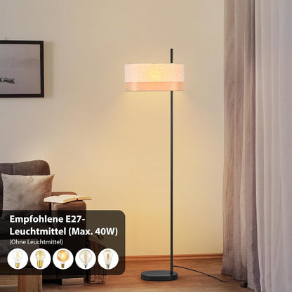 ZMH Stehlampe Vintage Stehleuchte Wohnzimmer Standlampe Stoffschirm