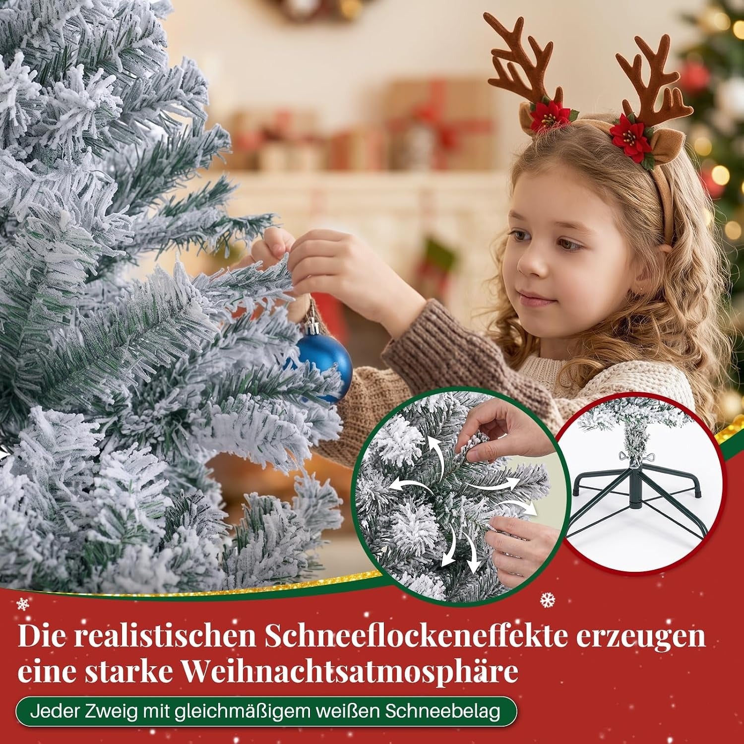 ZMH Künstlicher Weihnachtsbaum 210cm, Tannenbaum Künstlich PVC Christmas Tree