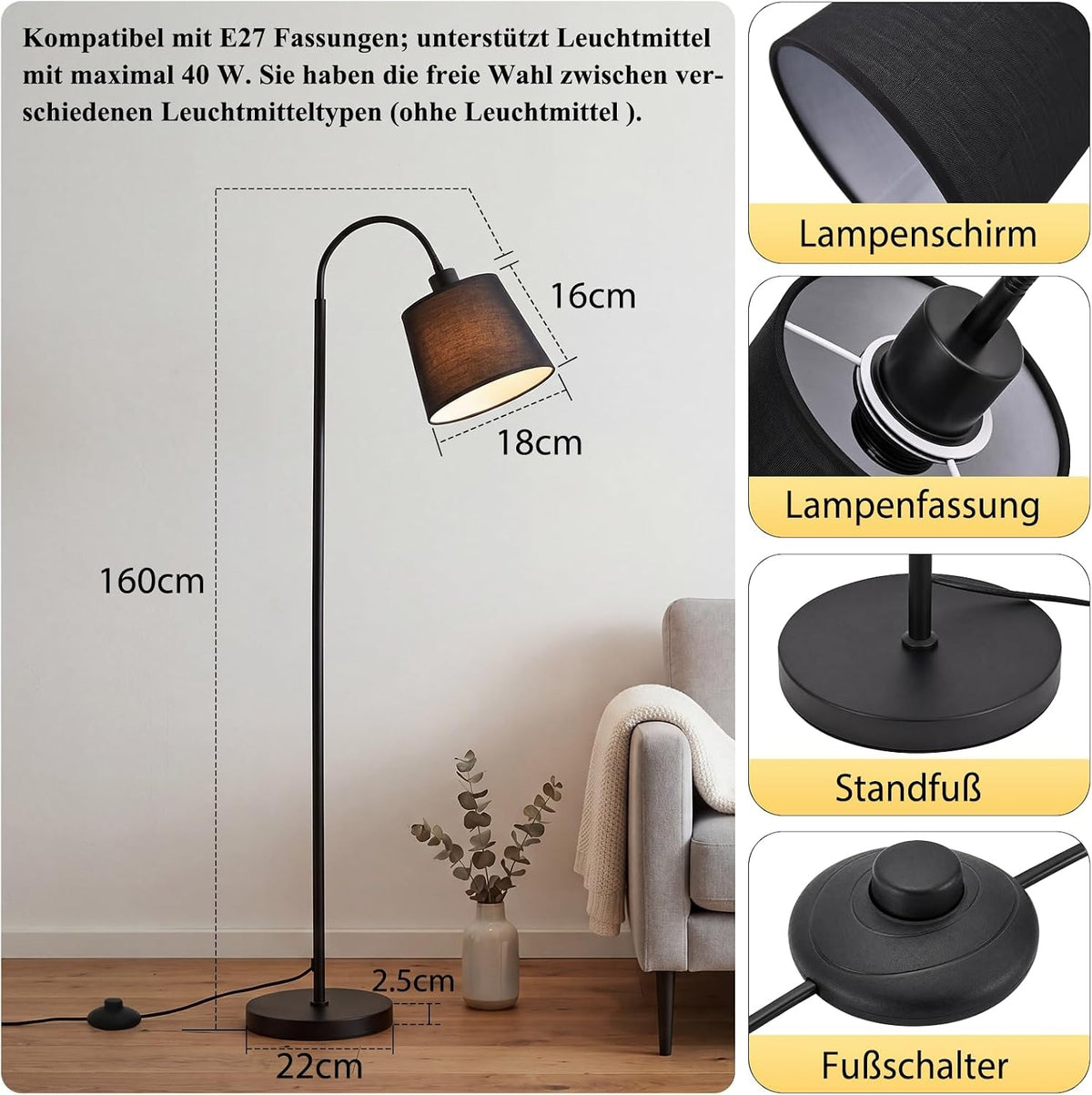 Stehlampe Wohnzimmer Bogenlampe 160 cm Stehleuchte 360° drehbarem