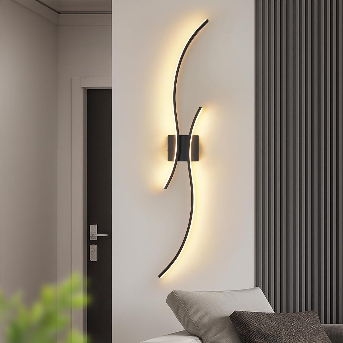 ZMH LED Wandleuchte Innen 100cm - 14W Wandlampe Schwarz Flurlampe Wand | Modern Design 3000K Warmweiß Minimalistische Wandbeleuchtung
