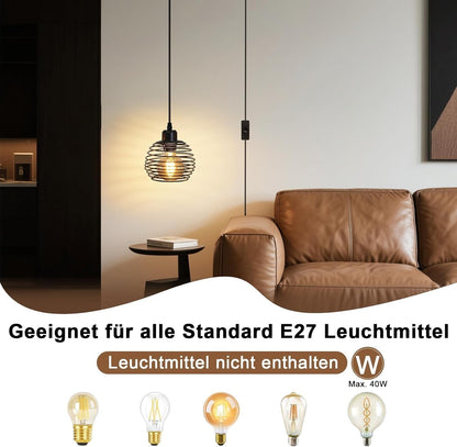 ZMH 2ER Pendelleuchte Schwarz Hängelampe Vintage Hängeleuchte 1 Flammig